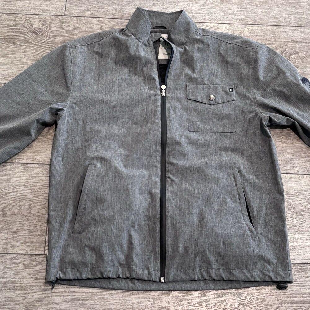 Linksoul Golf Jacket Mens Large Grey Windbreaker Lightweight‎ Full Zip Pockets